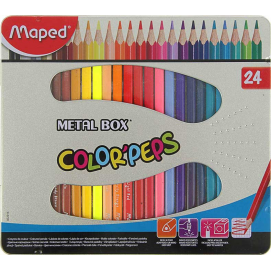Карандаши цветные Maped (Color'Peps Metal Box,24 цвета) 