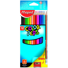 Карандаши цветные Maped (12цв+Vivo+Black Peps)